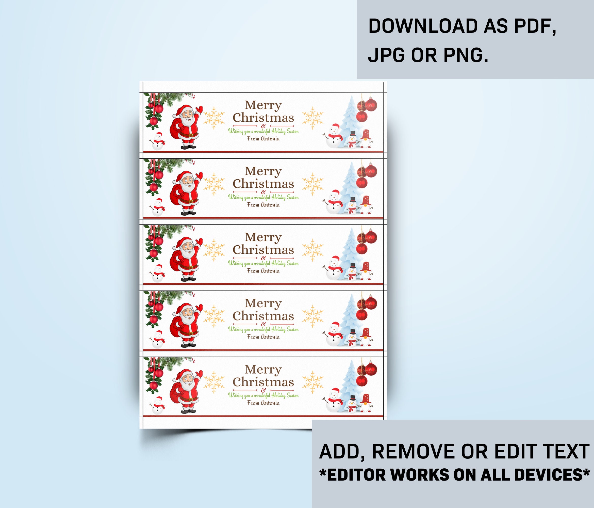 Printable Christmas Water Bottle Labels Christmas Party Decor - Etsy Israel