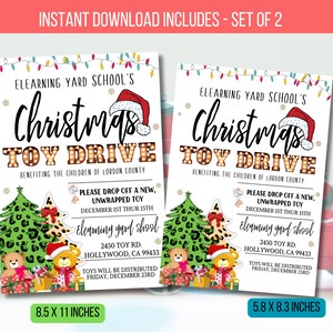 EDITABLE Christmas Toy Drive Flyer - Toy Drive Fundraiser Flyer - School Christmas Flyer - Church Christmas Flyer - DIY with canva
