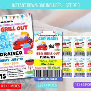 EDITIERBARE Cheerleader BBQ Grill Out Autowäsche Fundraiser Flyer, Schule Benefiz Fundraiser Event Poster, Fundraiser Ticket Sofort Download