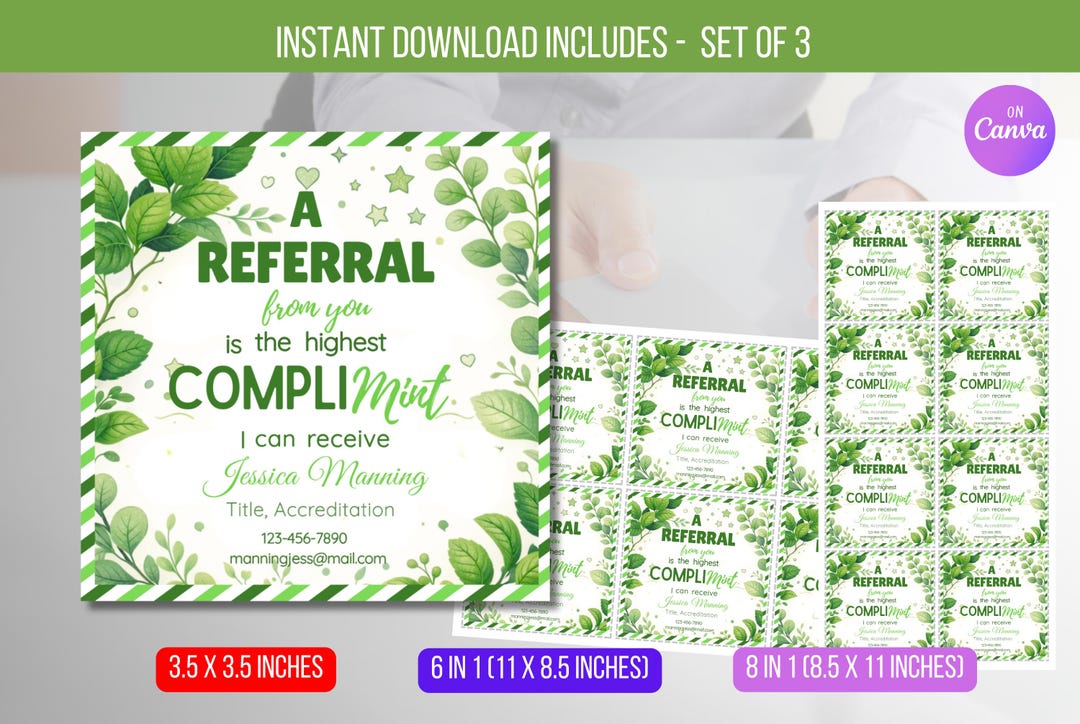 EDITABLE Referrals From You is a Compli-mint, Small Business Marketing ...