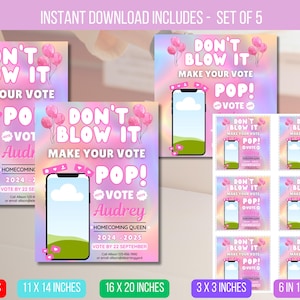 EDITABLE Presidential Campaign Poster, Dont Blow it Class Campaign President, High School Student Council Campaign Poster, Instant Download