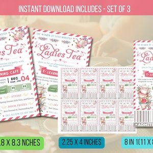 Folleto imprimible editable para el evento de té de mujeres con entradas para la conferencia de mujeres, plantilla de brunch y té del Ministerio de Mujeres, descarga instantánea.
