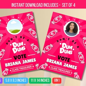 EDITABLE Don&#39;t be dum poster Poster, Dont Blow it Class Campaign President, High School Student Council Campaign Poster, Instant Download