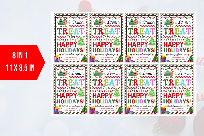 EDITABLE A Little Treat to Say Happy Holidays Tag, Christmas Thank You