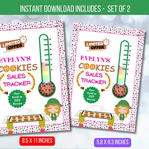 EDITABLE Cookie Sales Tracker, Girl Scout Cookie Gola Poster, ABC Bakers Girl Scout Cookie, Printable Profit Tracker Instant Download Chart