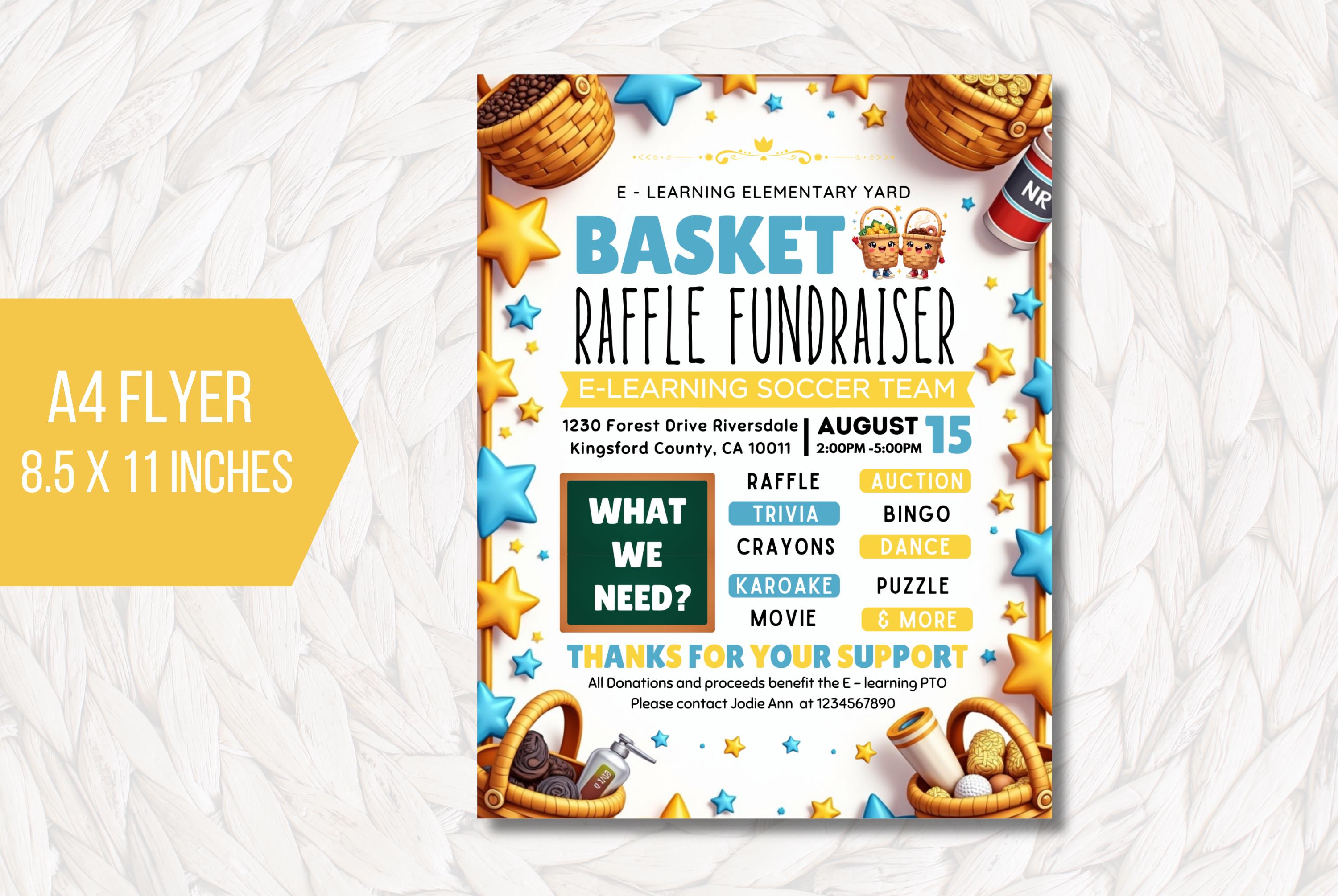 EDITABLE Basket Raffle Fundraiser Flyer, Raffle Fundraiser Template ...
