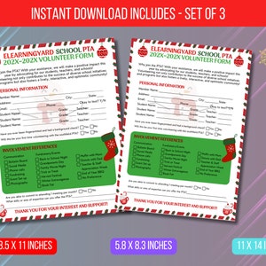EDITABLE PTA PTO Volunteer Form, Pto/pta Parent Volunteer Sign Up Form Template, Newsletter Back to School Recruitment Instant Download