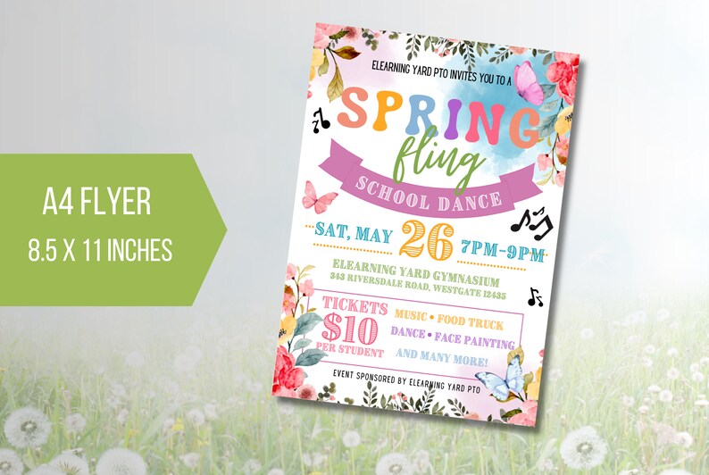 Spring Flyer Butterfly EDITABLE Spring Fling Market Flyer, Easter Festival Fundraiser Event ...