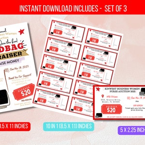 EDITABLE Handbag Fundraiser Flyer Template, Custom Design School Benefit Fundraiser Poster, Handbag Flyer Instant Download