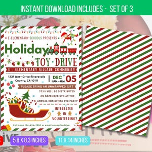 EDITABLE Holiday Toy Drive Flyer, Printable Toy Drive Invitation, Pto Pta Charity Invitation, School Christmas TEMPLATE Instant Download