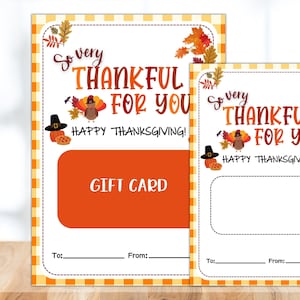 So Very Thankful For You Gift Card Holder, Thanksgiving Teacher Appreciation Card Holder - Printable Fall Friendsgiving Fall Canva template