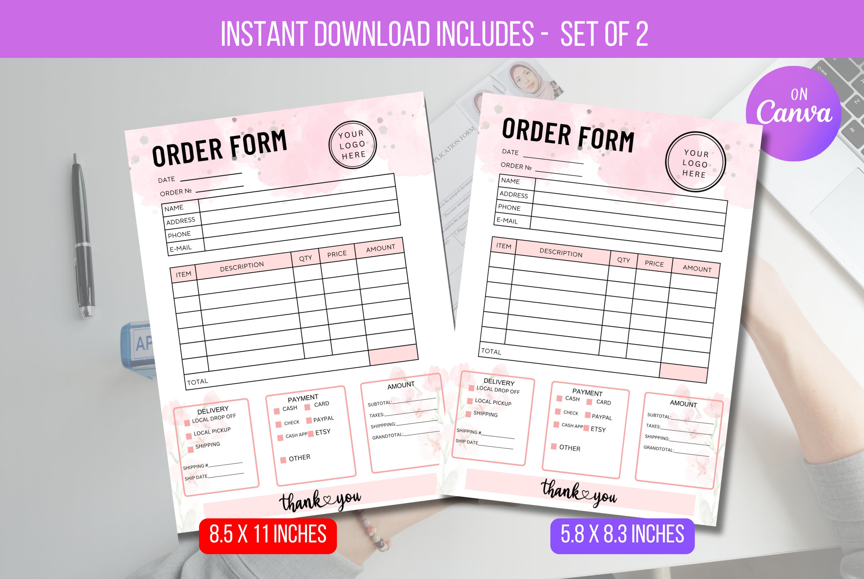 EDITABLE Simple Order Form Template, Small Business Order Form Template ...