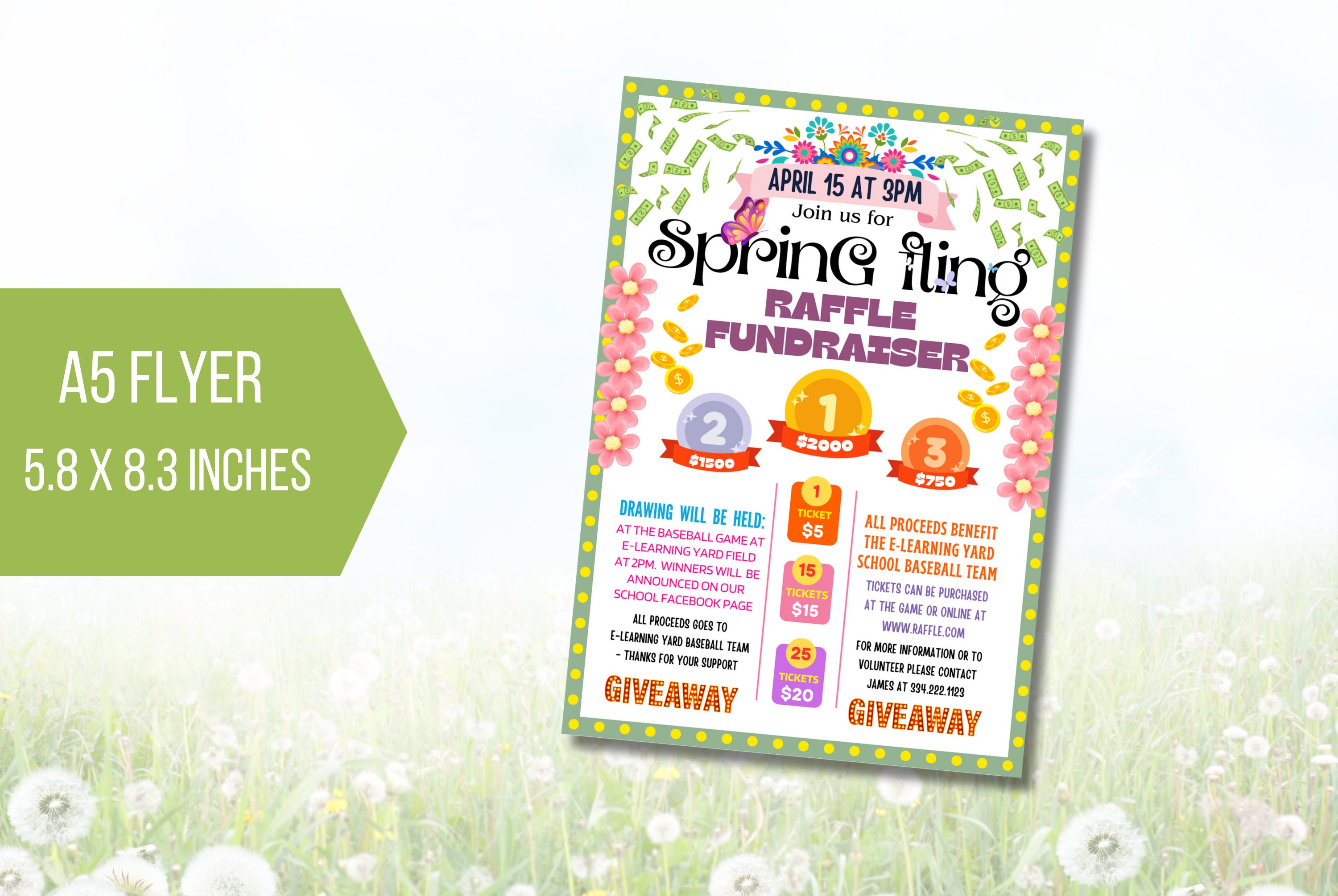 EDITABLE Spring Fling Raffle Fundraiser, Easter Festival Fundraiser ...