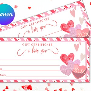 Printable Valentine&#39;s Day Gift Certificate, Valentine&#39;s Gift Voucher, Gift Card, Gift Coupon, Printable Gift Idea, INSTANT DOWNLOAD