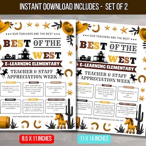 EDITABLE Best of the West Flyer, Western Theme Teacher & Staff Appreciation Schedule Cowboy Itinerary Flyer Printable Instant Download