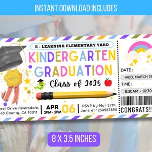EDITIERBARE Vorschul-Abschluss-Eintrittskarte, Kindergarten-Abschluss, Schulabschluss, Abschlussfeier, Sofort-Download für den letzten Schultag