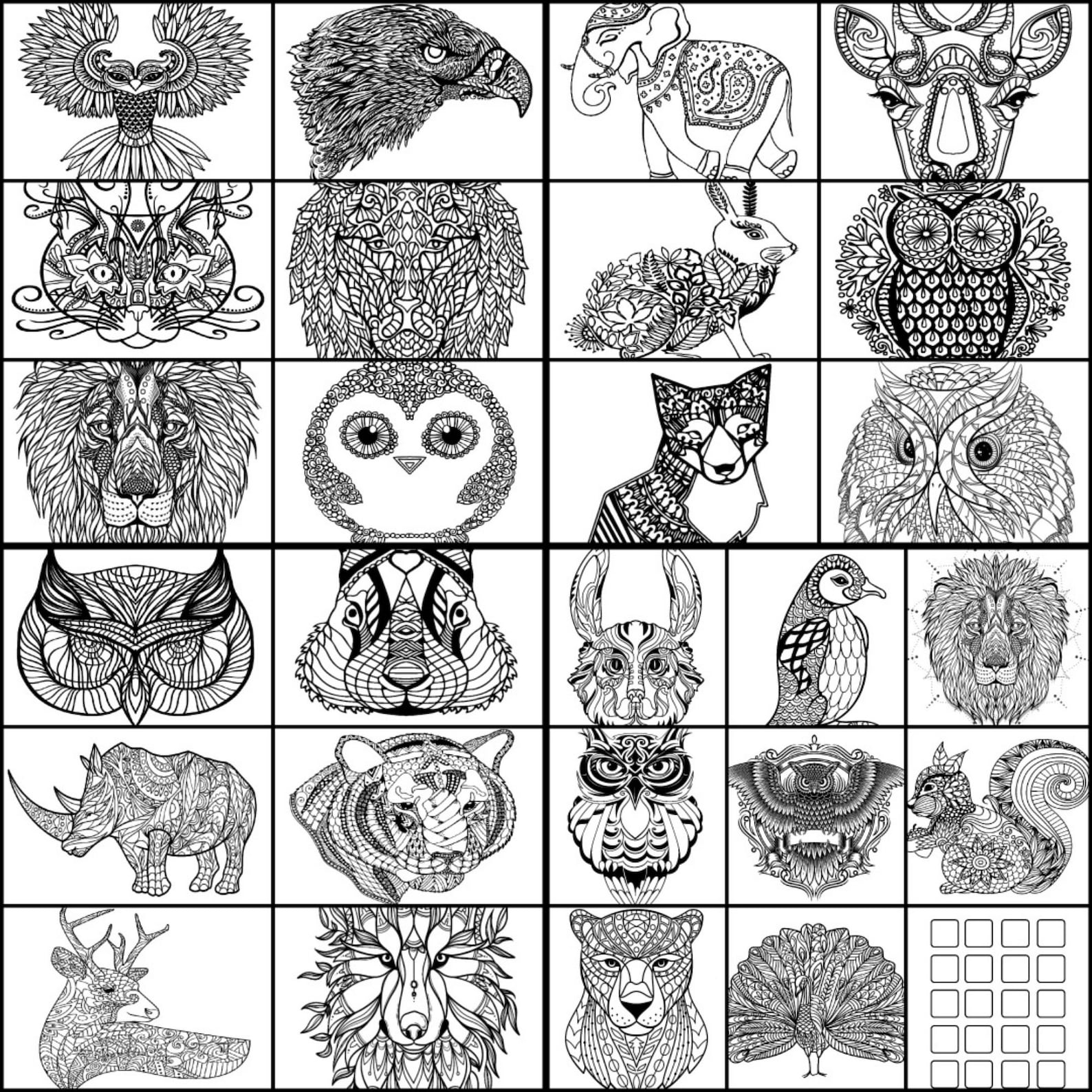 Animal Mandalas Coloring Pages Book 2 - PRINTABLE PDF a Mix of Animals ...