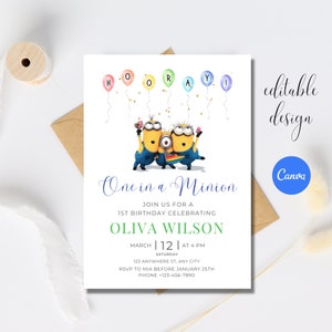 Minions Editable Birthday Invite | Kids Birthday Party Invitation | Easy Instant Download - Self Edit and Personalization - Then Self Print