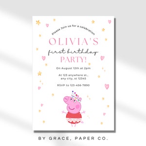 Peppa Pig's Editable Birthday Party Invitation | Fully Editable With Instant Downloadable Link | Baby and Toddler Birthday Party Theme #3