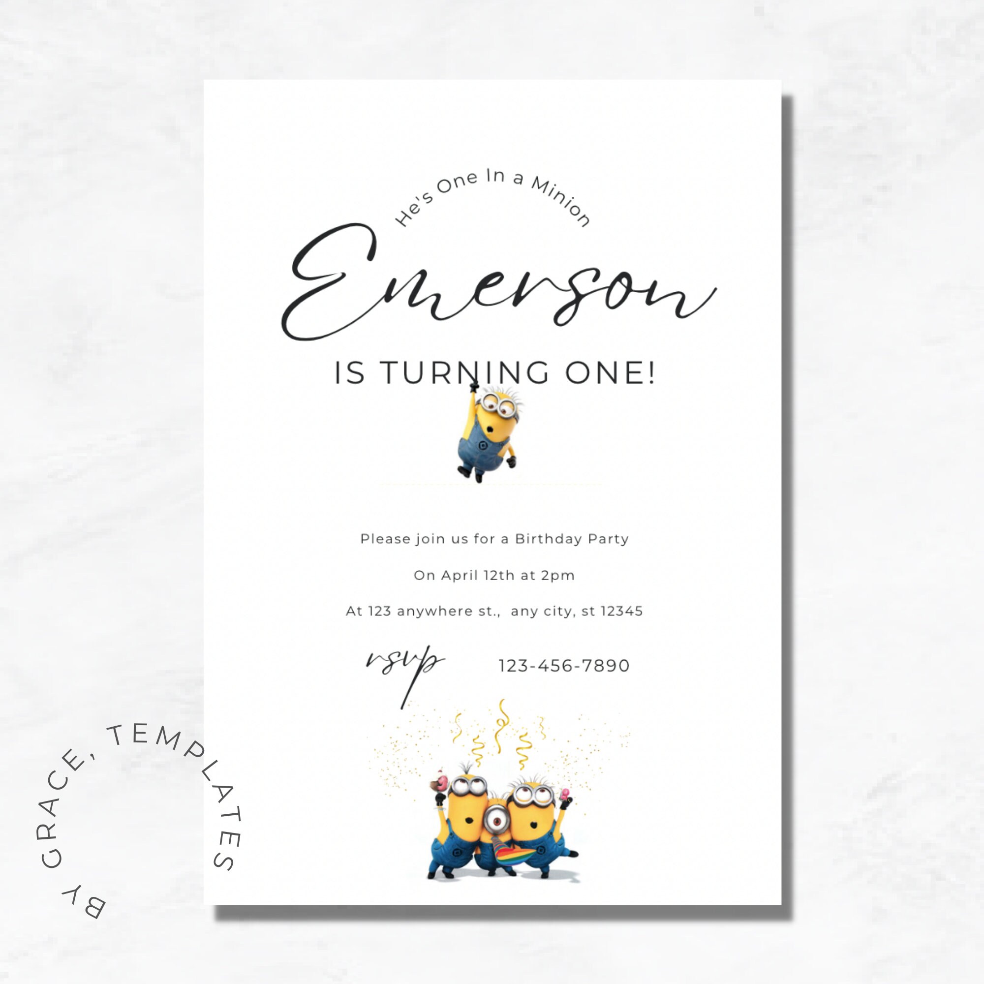 Minions Theme Birthday Party Invitation Baby s 1st Birthday Party Theme minions-theme-birthday-party-invitation-baby-s-1st-birthday-party-theme