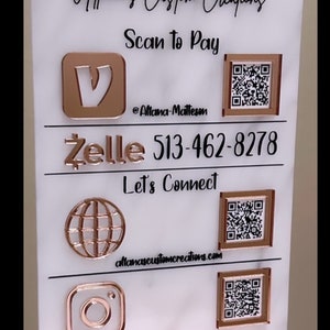 Custom 4 QR Code Business Sign: Social Media & Payment