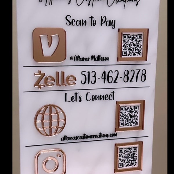 Custom 4 QR Code Business Sign: Social Media & Payment