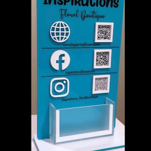 2-3 QR-codebord met houder voor visitekaartjes | Borden voor sociale media | Betaalborden | Bedrijfsborden