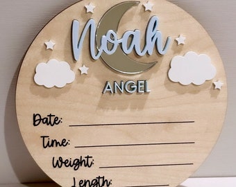 Baby Birth Announcement Sign | Newborn Sign | Baby birth stats | Birth Stat Plate / Newborn photo prop