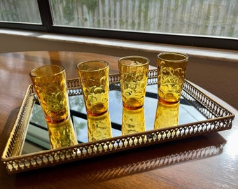 Vintage Juice Glasses 5oz - El Dorado Gold by Hazel Atlas - Set of 4