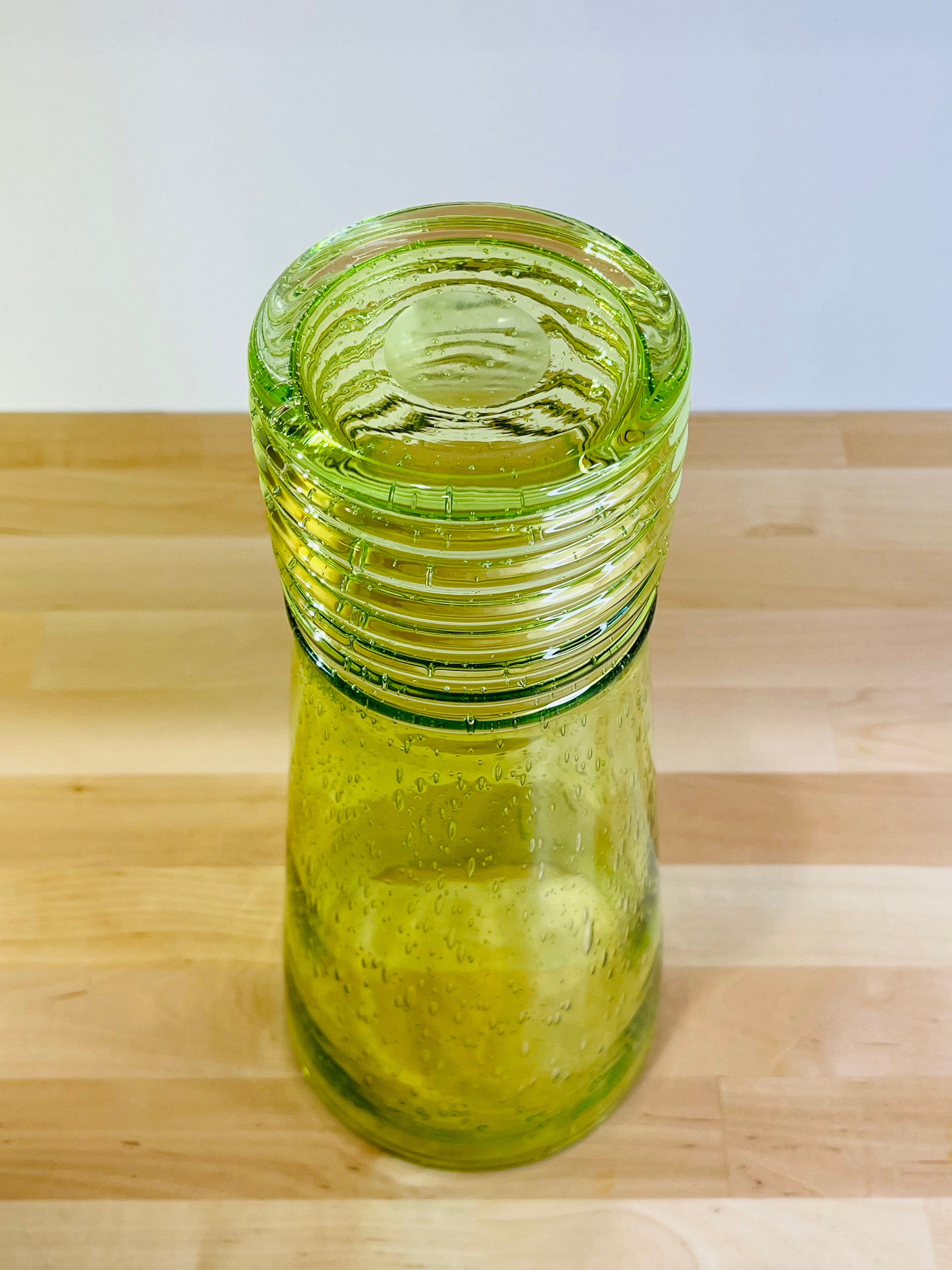 Large Green Vase Hand Blown Bubble Art Glass Amici Etsy