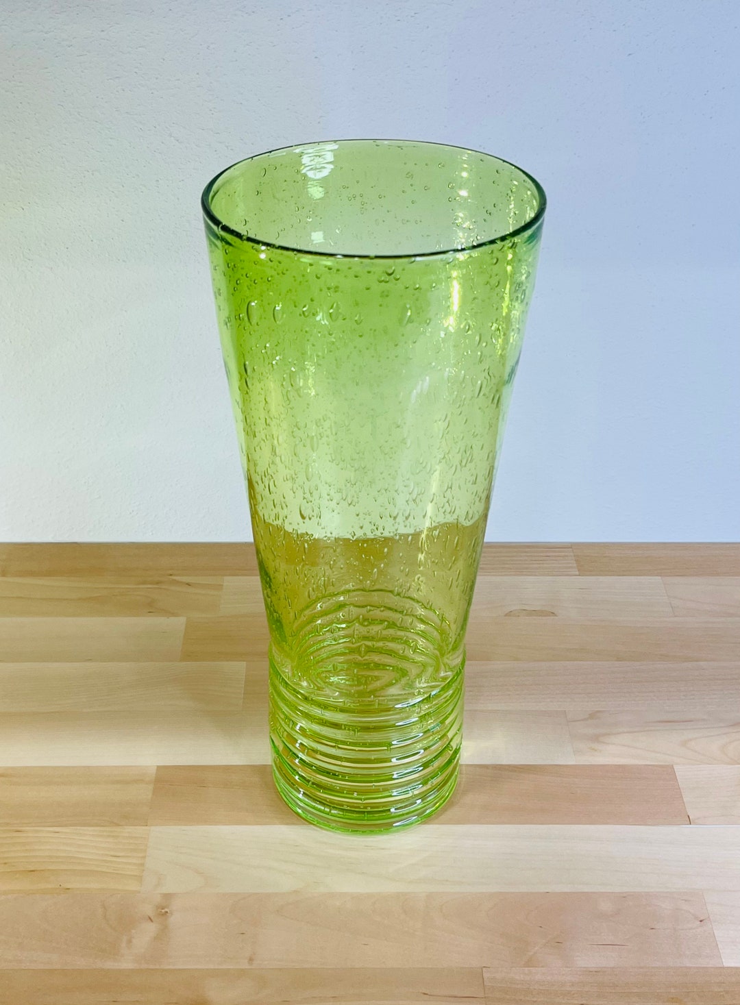 Large Green Vase Hand Blown Bubble Art Glass Amici Etsy