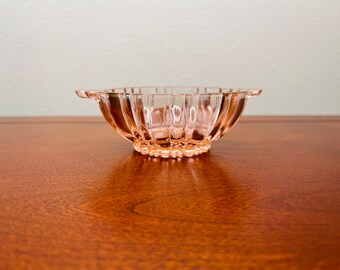 Old Cafe Pink Berry Fruit Dessert Bowl Trinket Dish Tab Handles by Anchor Hocking