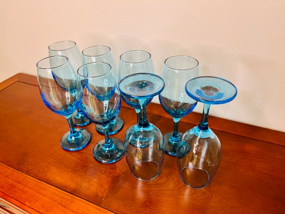 Vintage Cristar Sky Blue Rioja Wine Glasses - Set of 4 - Etsy