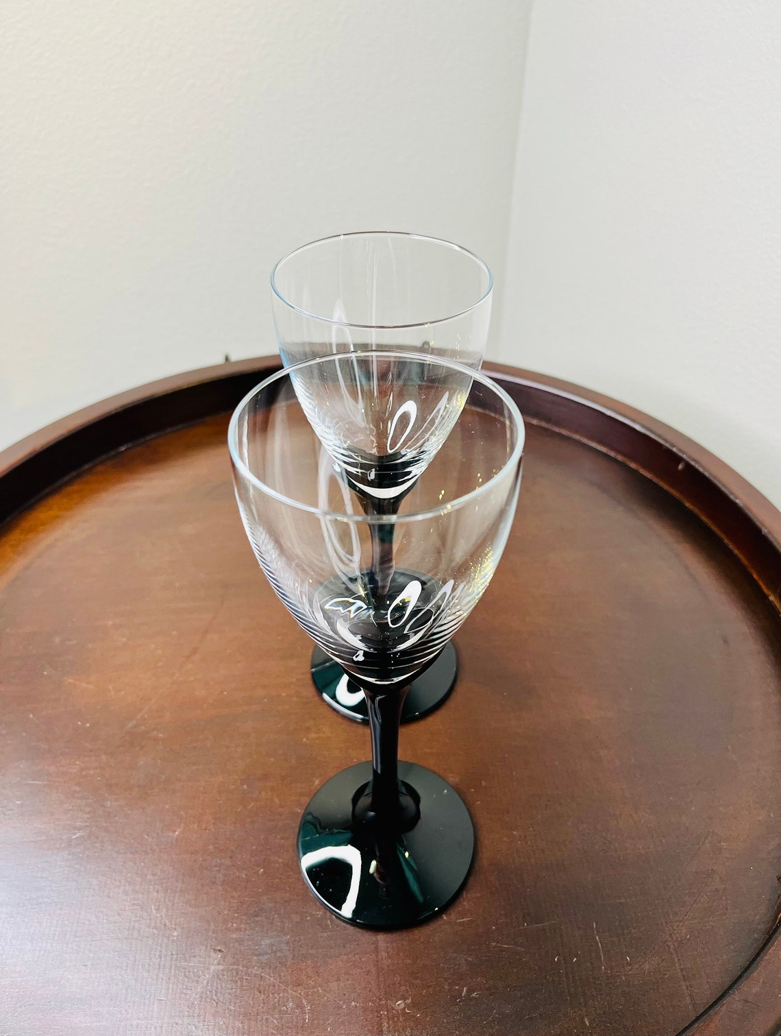 Mikasa Alexandra Black Stem Wine Glasses Pair Etsy