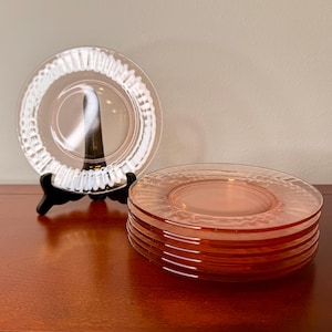 Pink Depression Glass Plates Round 7.5” - Set of 8