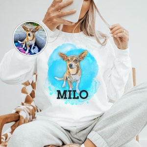 Comfort Colors Personalized Pet Sweatshirt, Pet Gift for Dog Mom, Custom Dog Portrait Sweatshirt, Pet Portrait, Pet Face Shirt, Gift for Her
