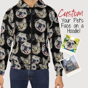 CUSTOM Pet's Face Hoodie Sweatshirt for Adults, Personalized Pet Lover Gifts for Men, Funny Matching Family Couples Shirts Christmas Hoody