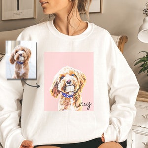 Personalized Pet Sweatshirt Pet Gifts for Dog Mom Custom Dog Portrait Sweatshirt Portrait Pet Face Shirt Dog Mom Christmas 2024 Labradoodle