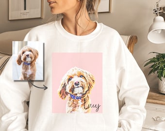 Personalized Pet Sweatshirt, Pet Gifts, Gift for Dog Mom, Custom Dog Portrait Sweatshirt, Pet Portrait, Pet Face Shirt, Dog Mom Gift