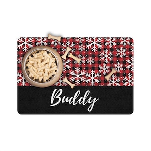 Christmas Personalized Dog Mats with Pet Name Customized Dog Food Mat Custom Dog Placemat Dog Bowl Mat Personalized Best New Puppy Present