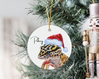 Leopard Gecko Christmas Ornament Personalized with Name Bearded Dragon Decoration Custom Reptile Lover Gift Lizard Mom Gift Funny Christmas