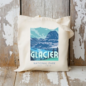 Glacier National Park Tote Bag, National Park Tote, Camping Tote, Trendy Tote Bag, Reusable Canvas Grocery Tote, Book Bag, Best Gift for Her