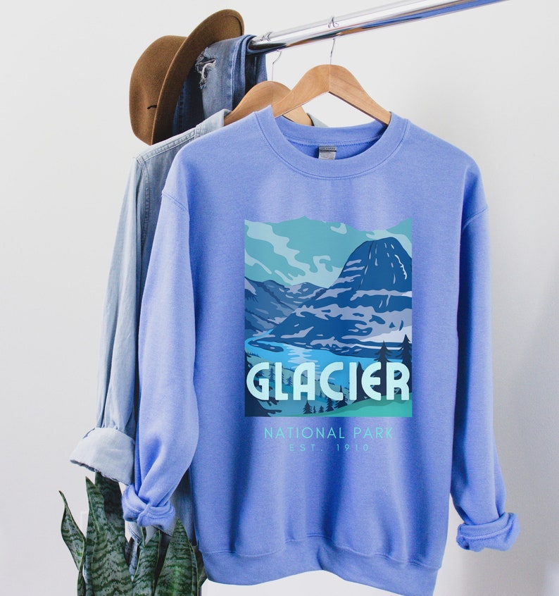 Glacier National Park Sweatshirt | Glacier Vintage Retro Pullover PNW Washington Vacation Crewneck Road Trip Shirt Hiking Gift for her him 