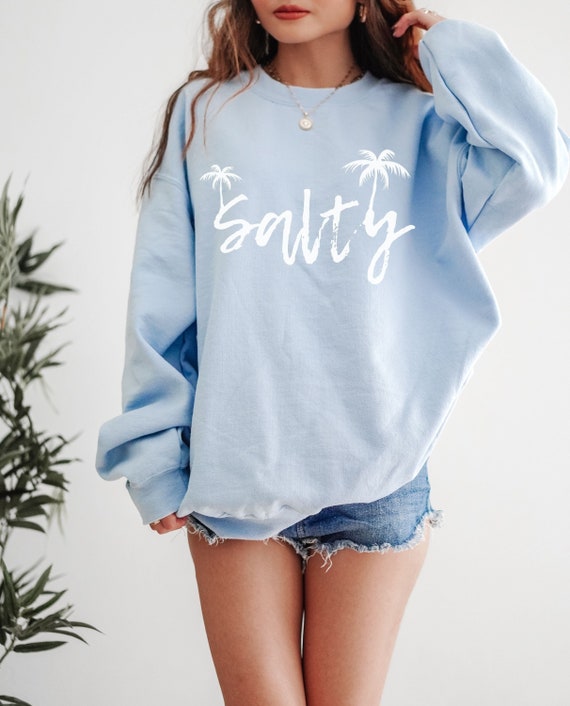 Salty Sweatshirt North Carolina Sweatshirt Beach Crewneck Sweatshirts Womens Beige Crewneck Oversized Baggy Sweatshirt Surfer Girl Etsy