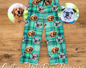Custom Men&#39;s Pajama Pants with Dog Face from Pets Photo, Personalized Christmas Gift for Cat Dad Gift for Boyfriend Matching Couples pjs