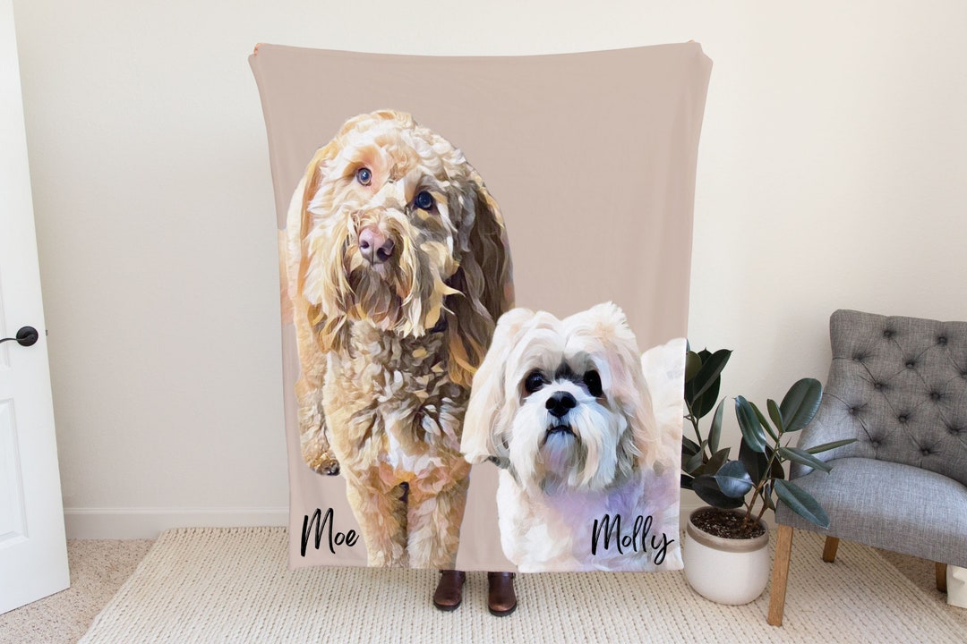 Custom Pet Portrait Blanket, Pet Blanket, Custom Dog Blanket, Mother