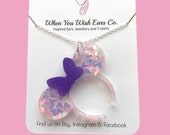 Minnie Ears Inspired Necklace. Silver Plated 20 inch chain. Disney necklace. Disney Jewellery, Minnie Mouse Mickey Mouse Pastel Pink