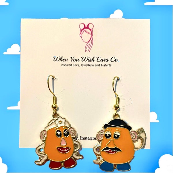 Mr and Mrs Potato Head inspired drop dangle earrings, toy story earrings,potato head earrings, mr and mrs potato head