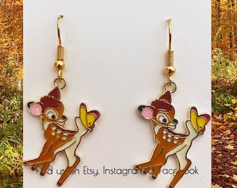 Pendientes de mariposa Bambi, pendientes de ciervo, pendientes de Bambi, regalo de Bambi, pendientes de Thumper, pendientes de Bambi y Thumper