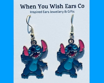 Stitch earrings, lilo and stitch earrings, cute stitch earrings, Ohana earrings, stitch alien earrings, stitch jewellery